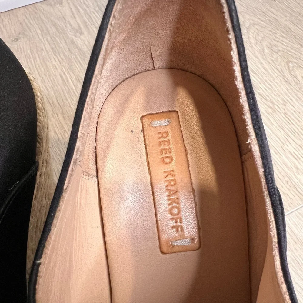 REED KRAKOFF Black Satin High-Cut Espadrille Wedges - Size 38 (US 7.5) - 4